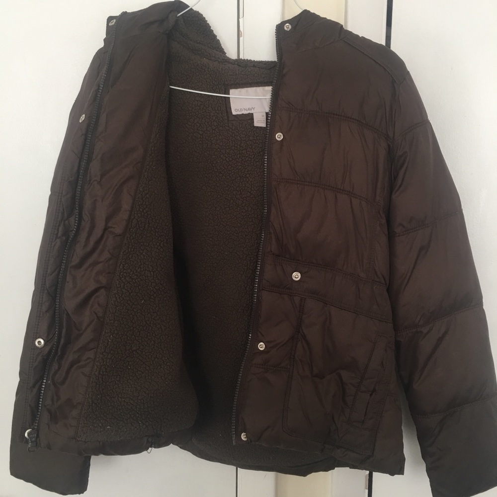 BROWN WINTER PUFFY COAT FURRY INSIDE